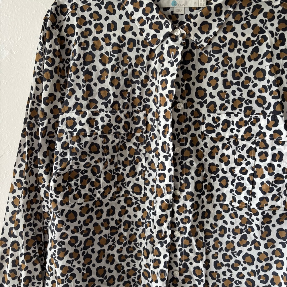 Boden Brown and Black Casual Leopard Print Button Down Shirt - Picture 2 of 6